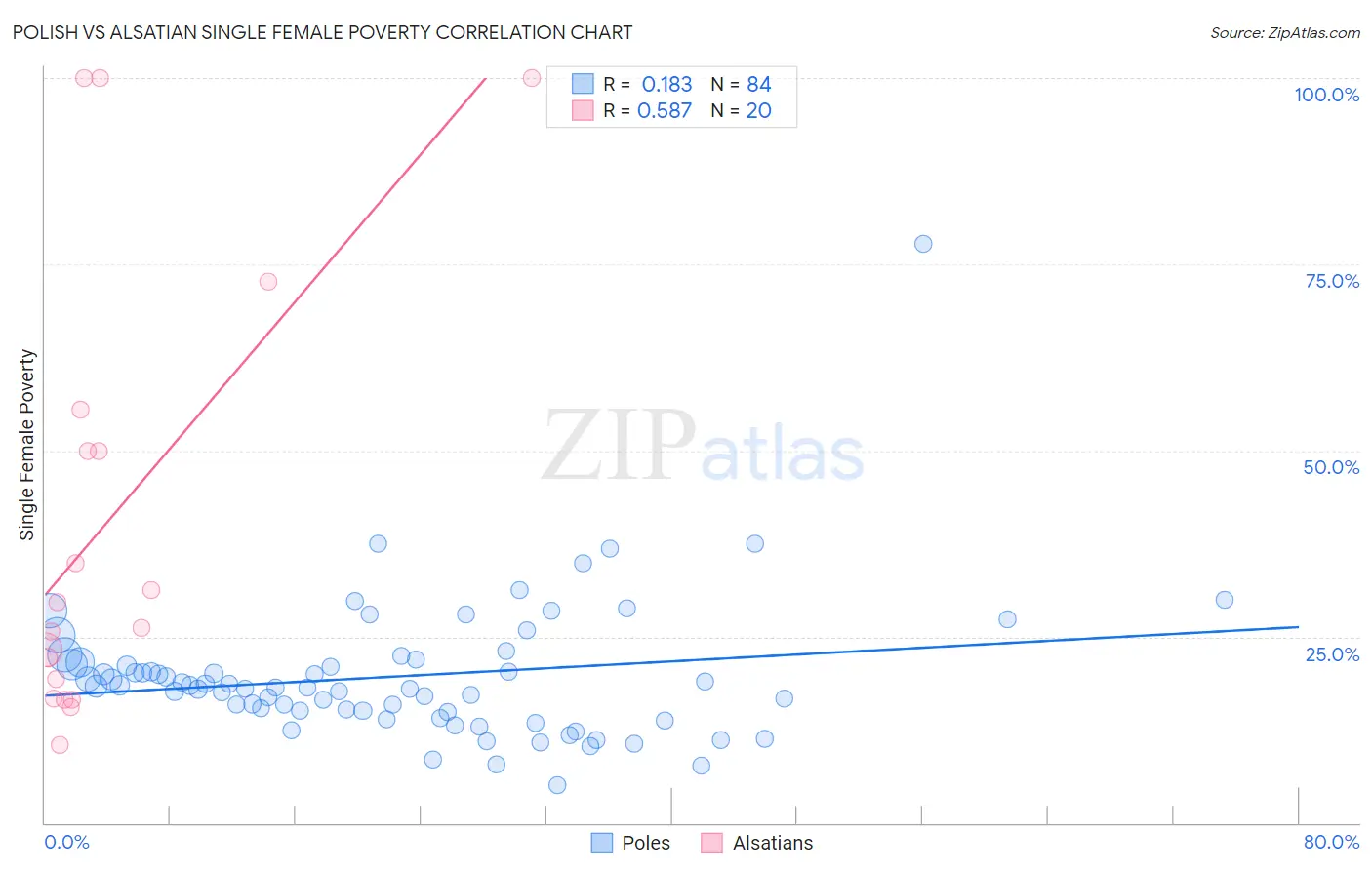 Polish vs Alsatian Single Female Poverty