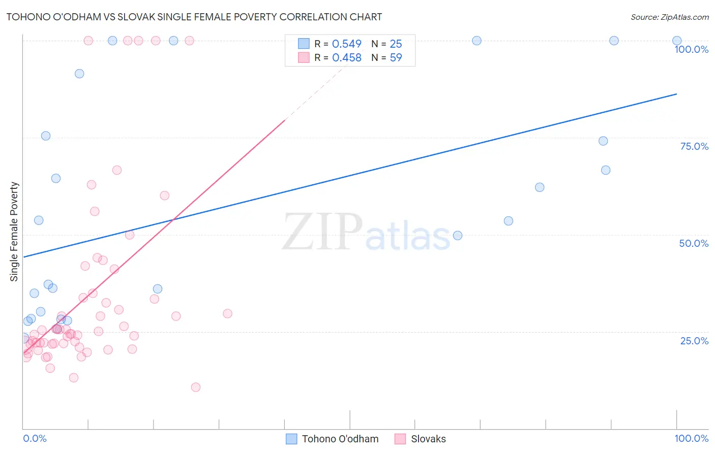 Tohono O'odham vs Slovak Single Female Poverty