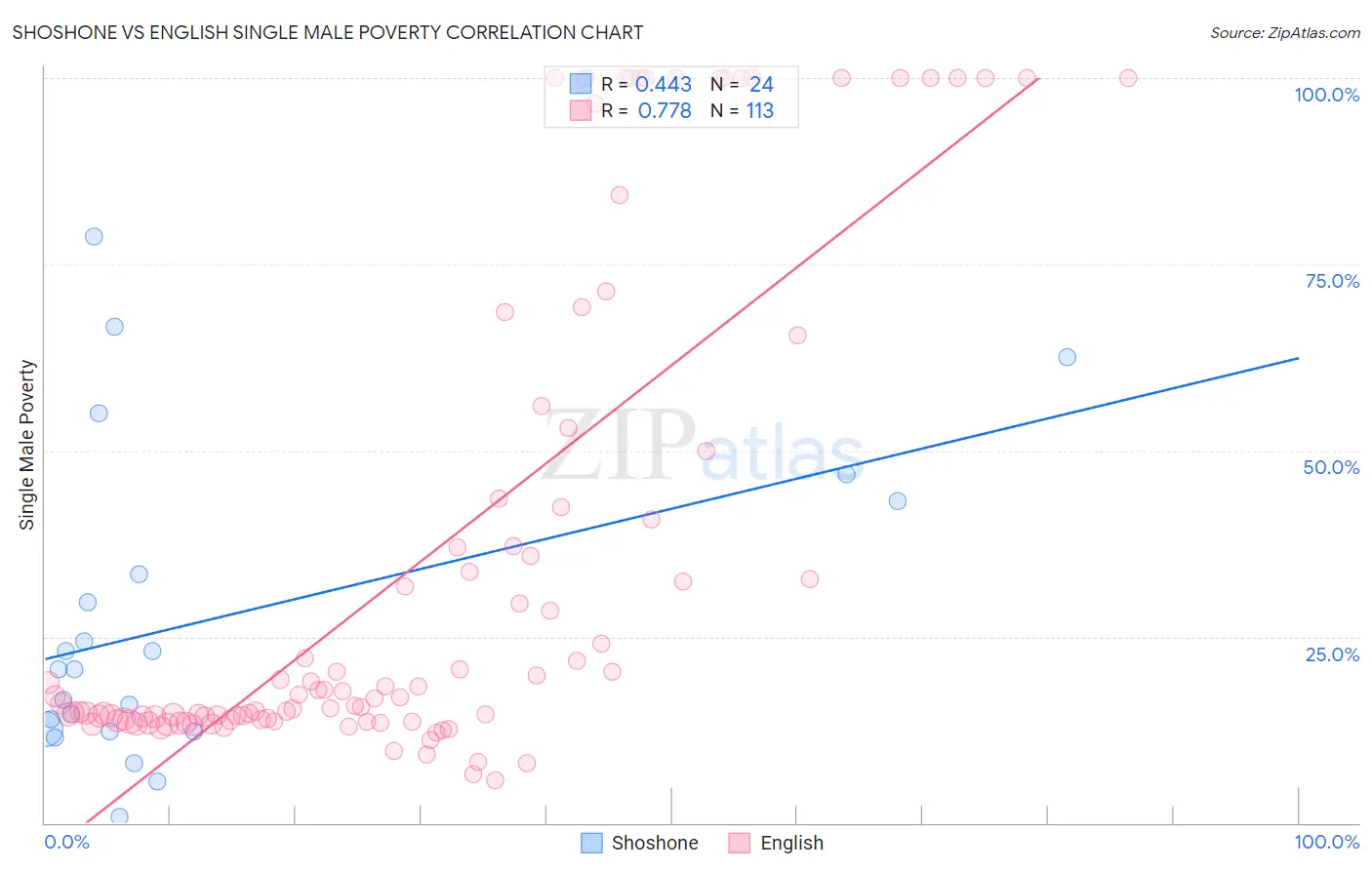 Shoshone vs English Single Male Poverty