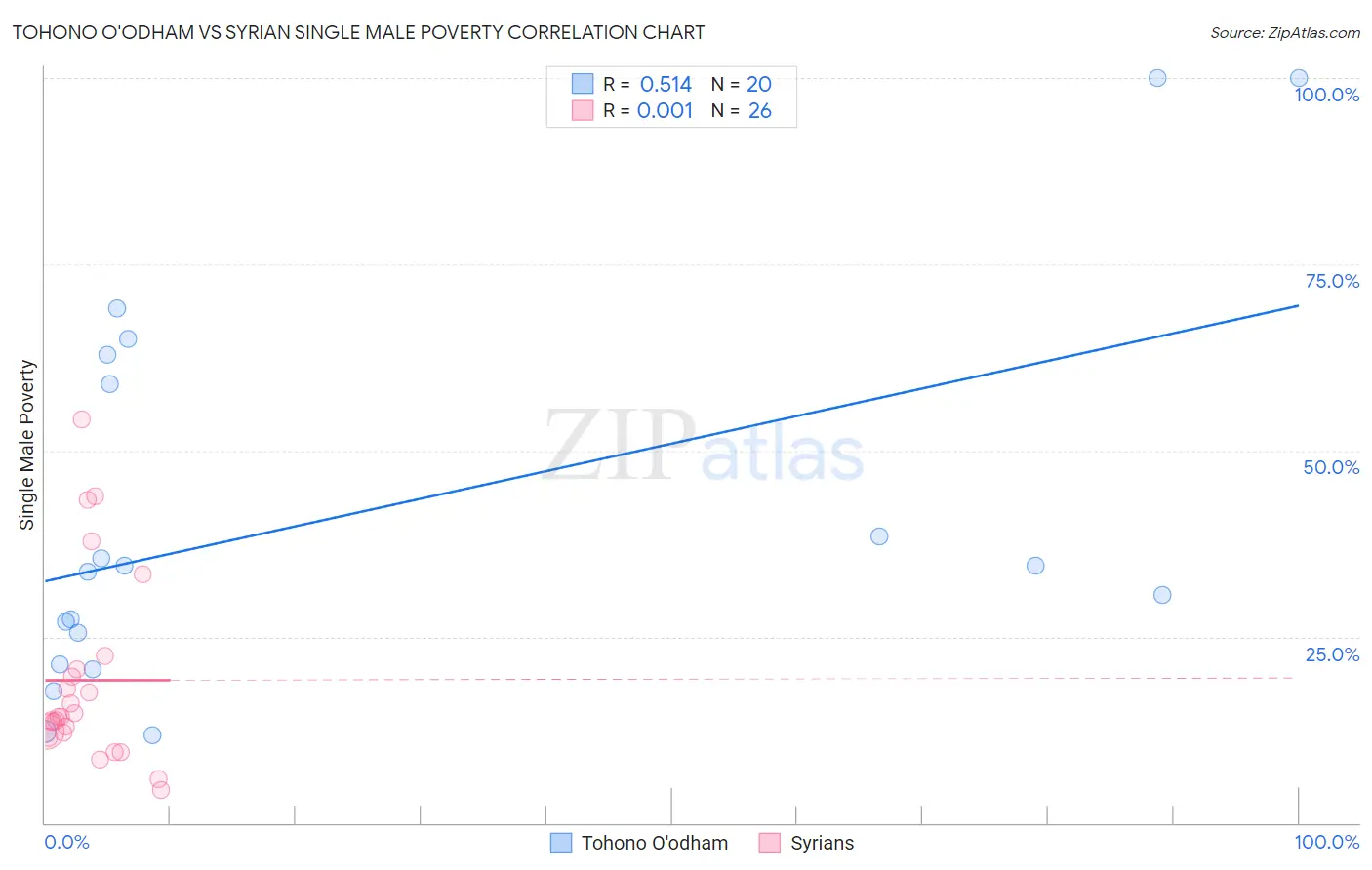 Tohono O'odham vs Syrian Single Male Poverty