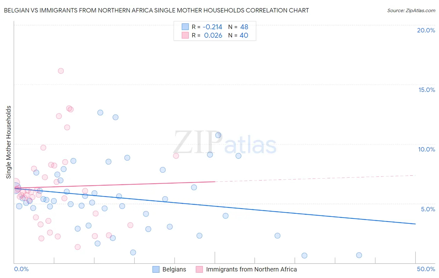 Belgian vs Immigrants from Northern Africa Single Mother Households