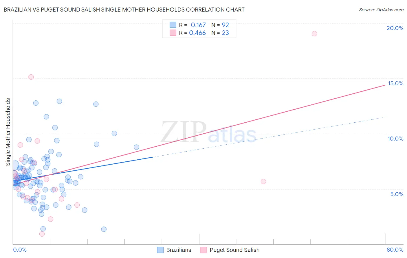 Brazilian vs Puget Sound Salish Single Mother Households