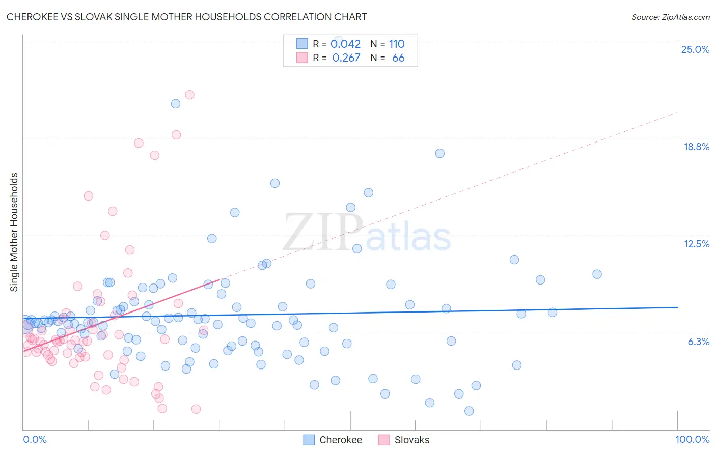 Cherokee vs Slovak Single Mother Households