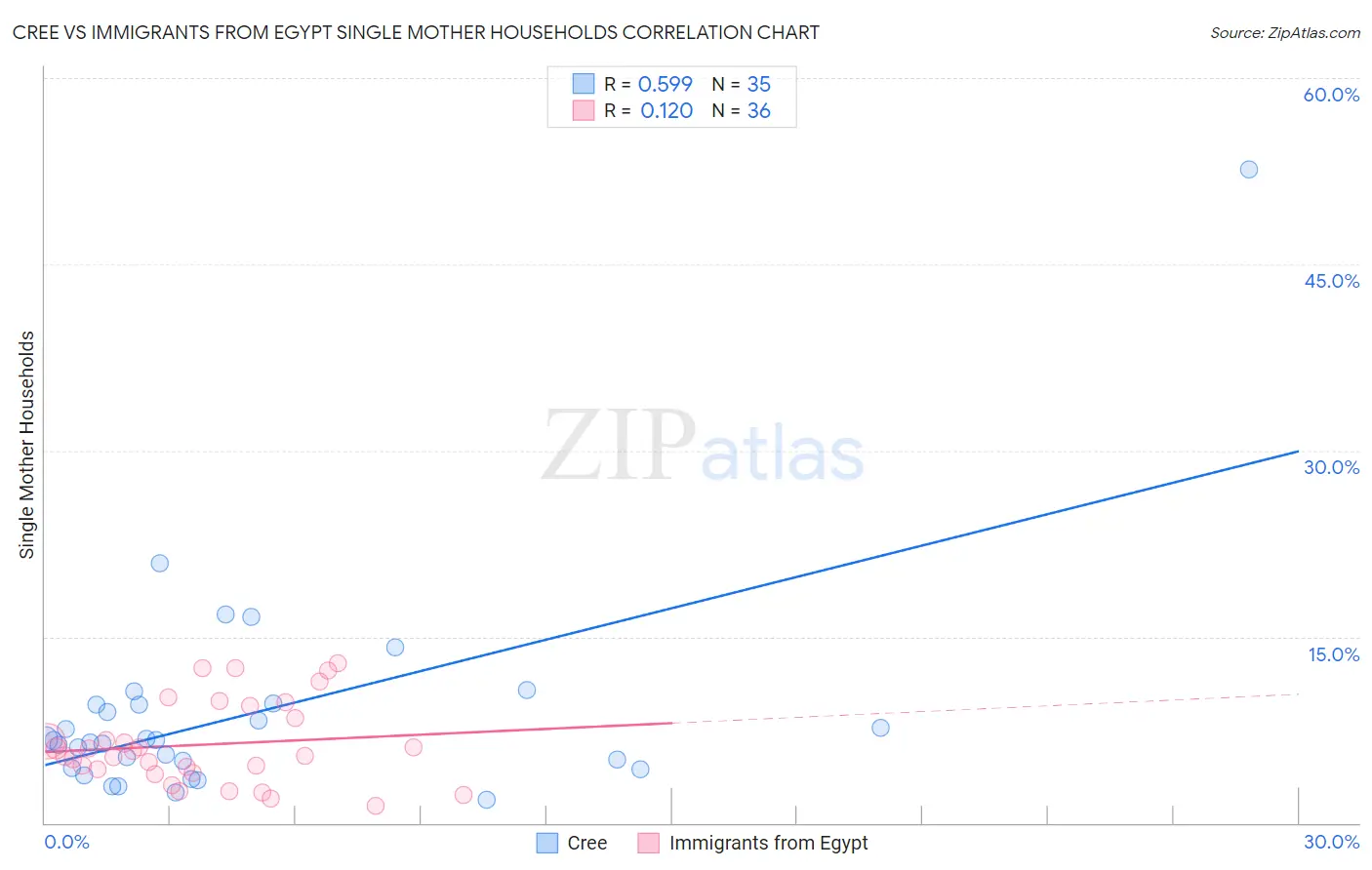 Cree vs Immigrants from Egypt Single Mother Households