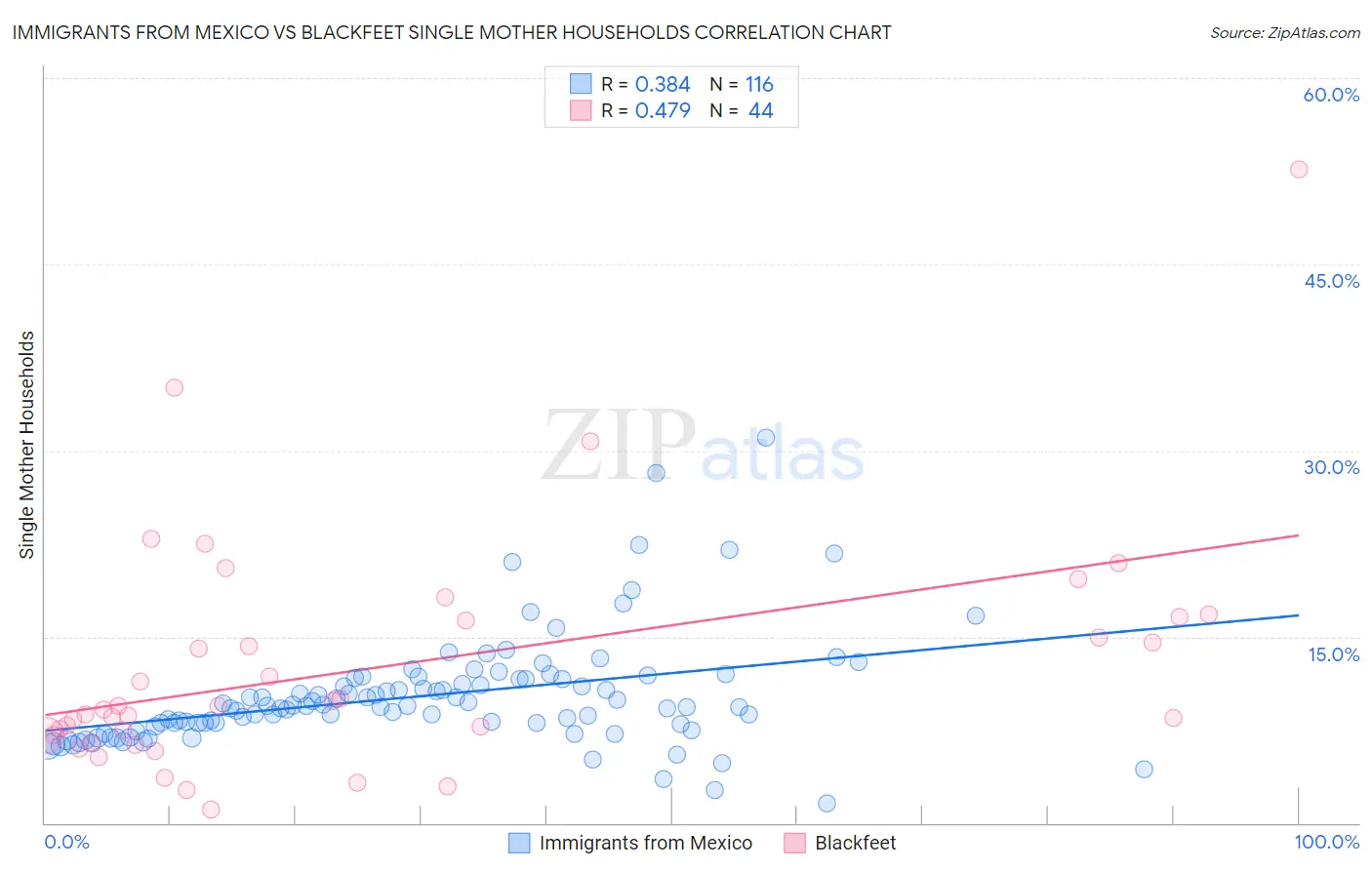 Immigrants from Mexico vs Blackfeet Single Mother Households