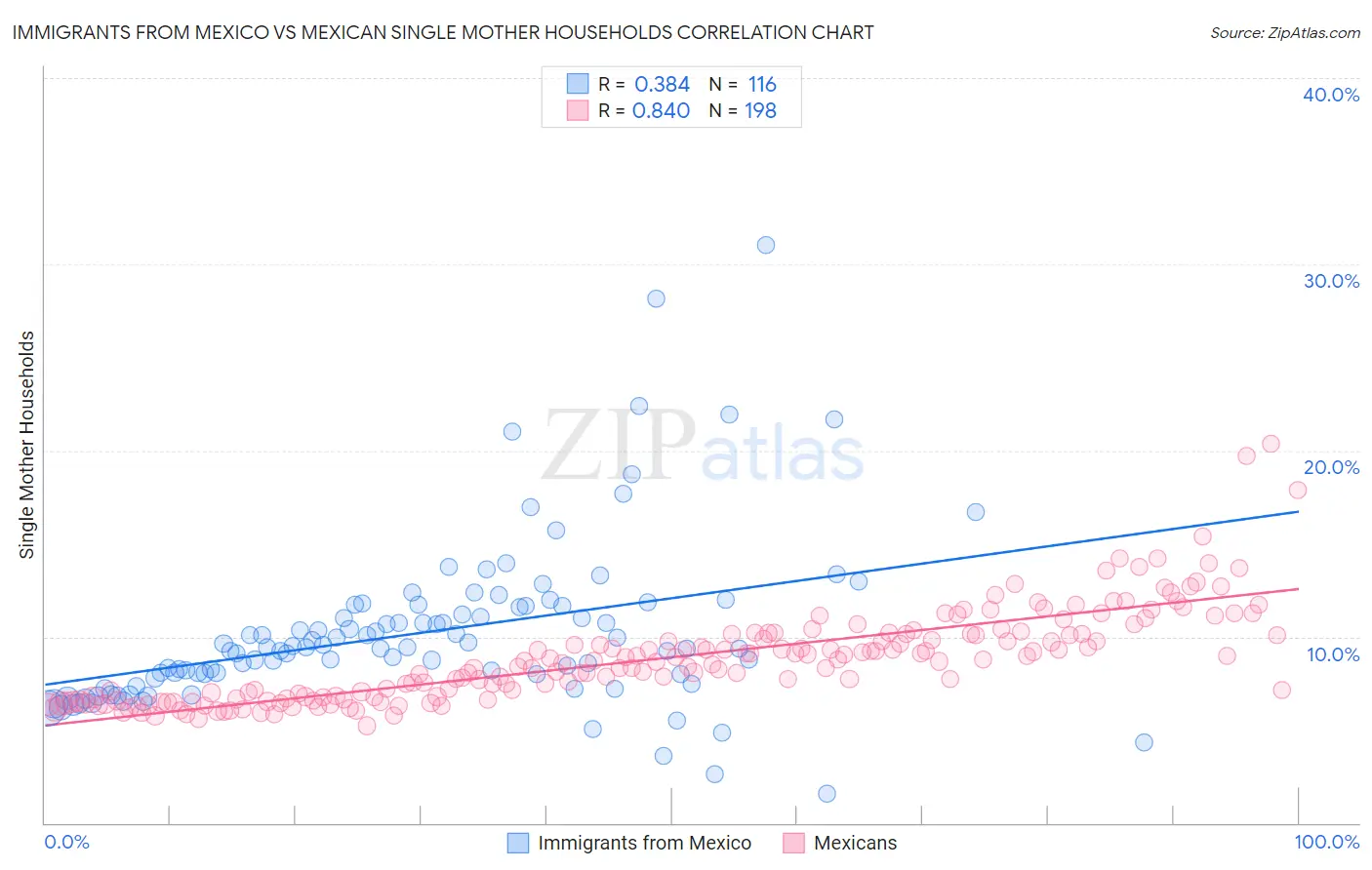 Immigrants from Mexico vs Mexican Single Mother Households