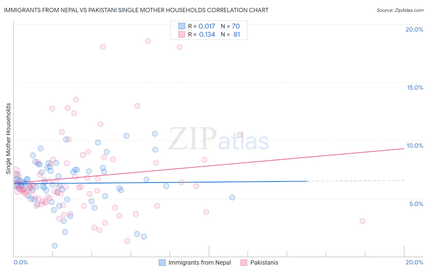 Immigrants from Nepal vs Pakistani Single Mother Households