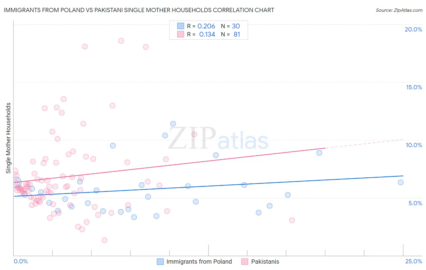 Immigrants from Poland vs Pakistani Single Mother Households