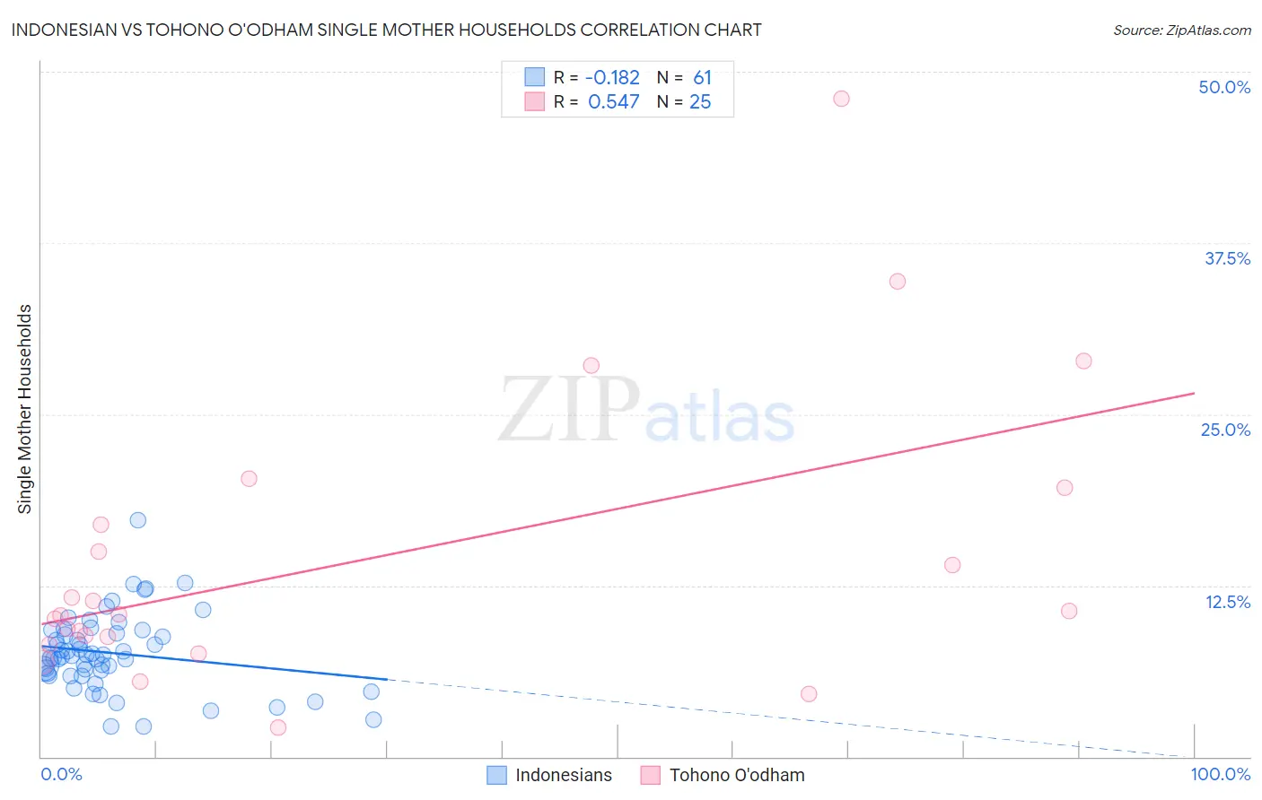 Indonesian vs Tohono O'odham Single Mother Households