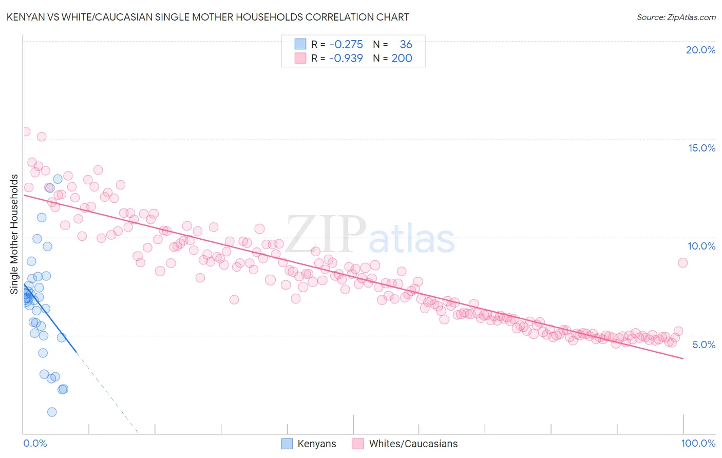 Kenyan vs White/Caucasian Single Mother Households