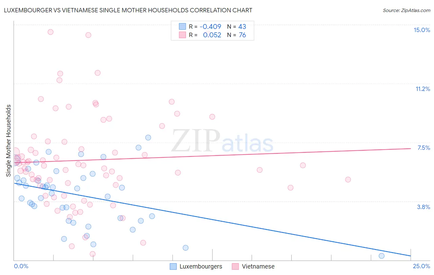 Luxembourger vs Vietnamese Single Mother Households