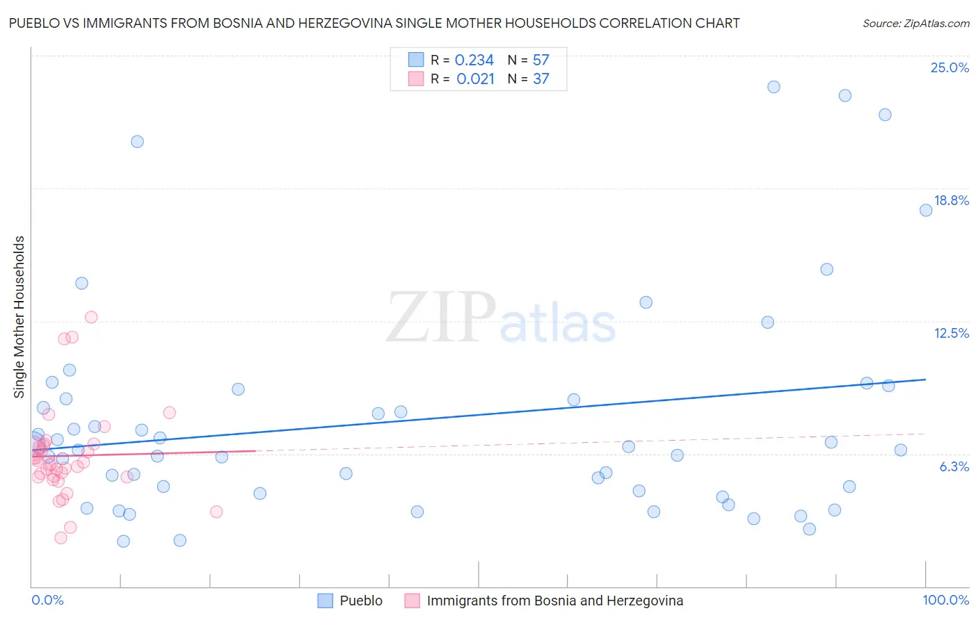 Pueblo vs Immigrants from Bosnia and Herzegovina Single Mother Households