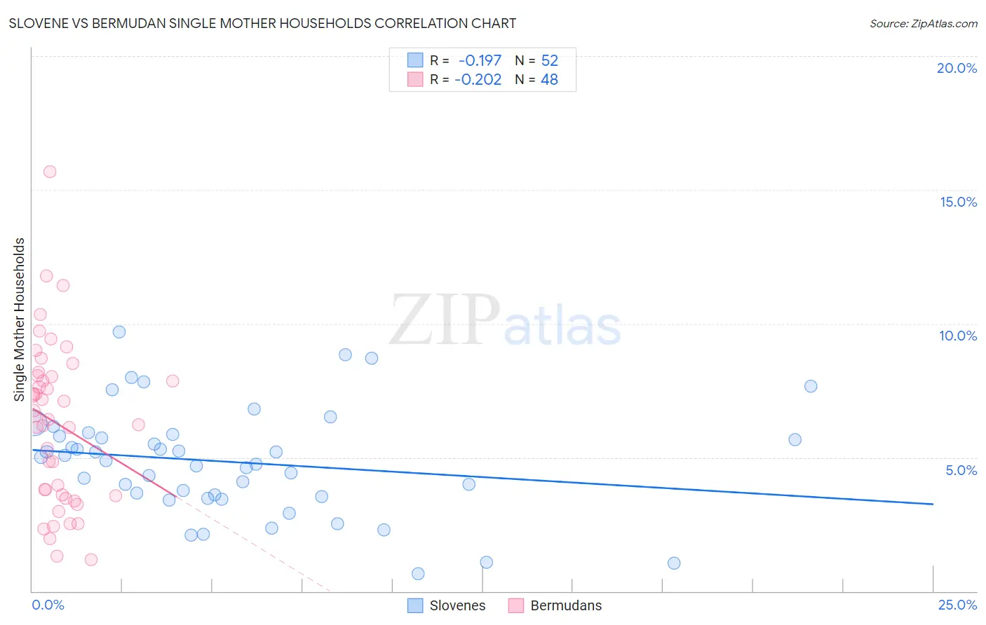 Slovene vs Bermudan Single Mother Households