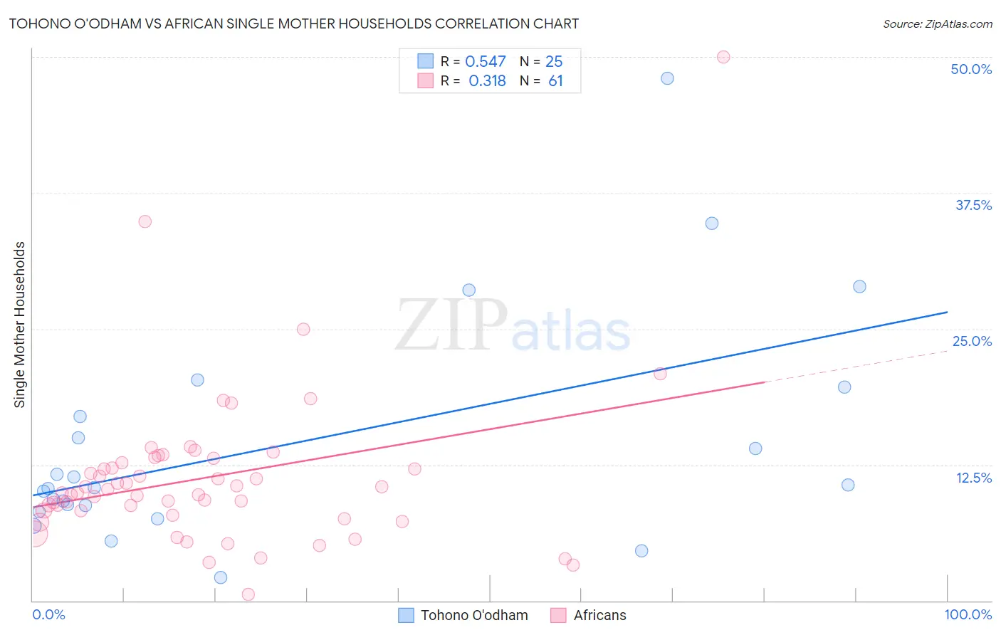 Tohono O'odham vs African Single Mother Households