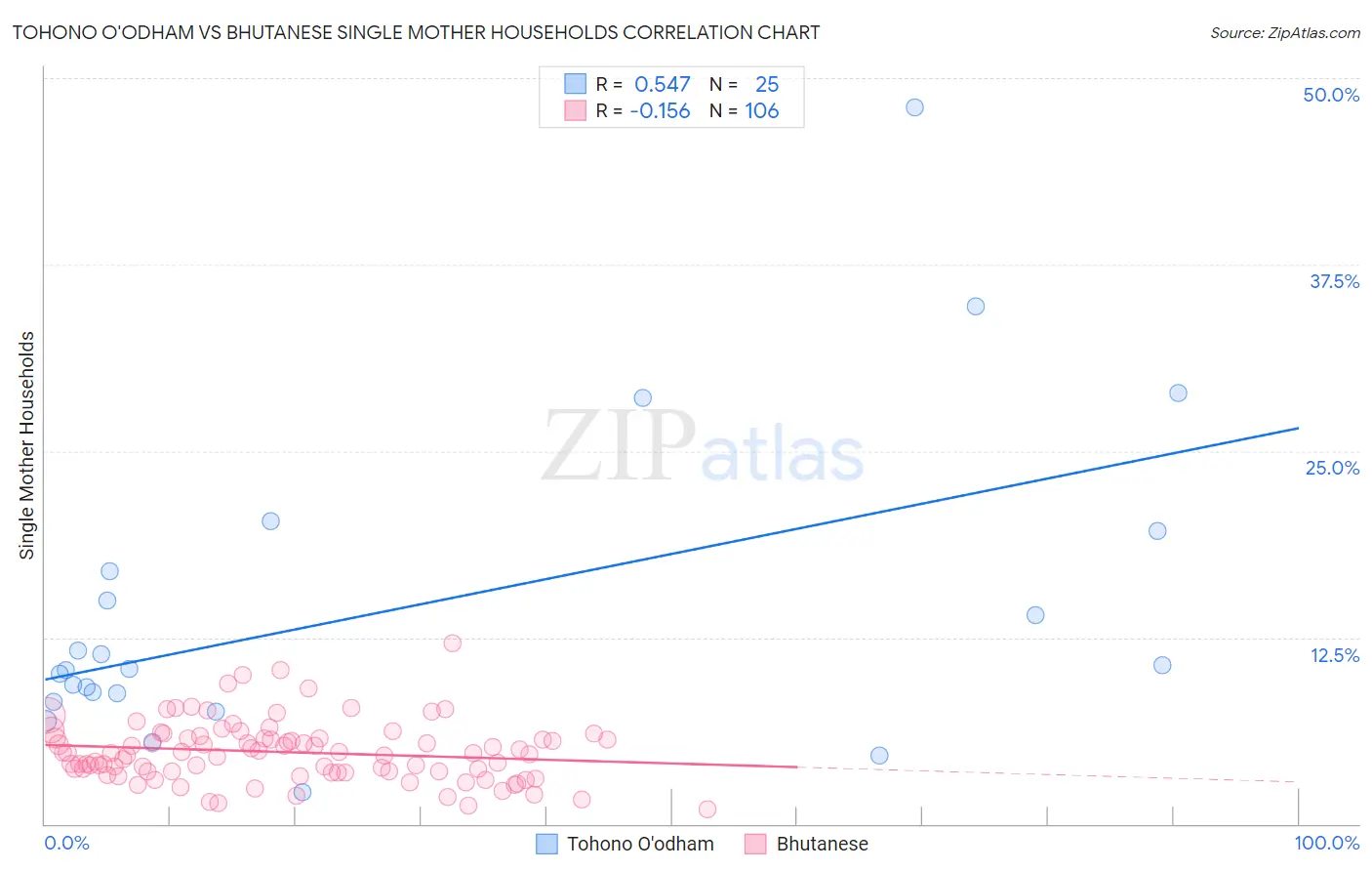 Tohono O'odham vs Bhutanese Single Mother Households