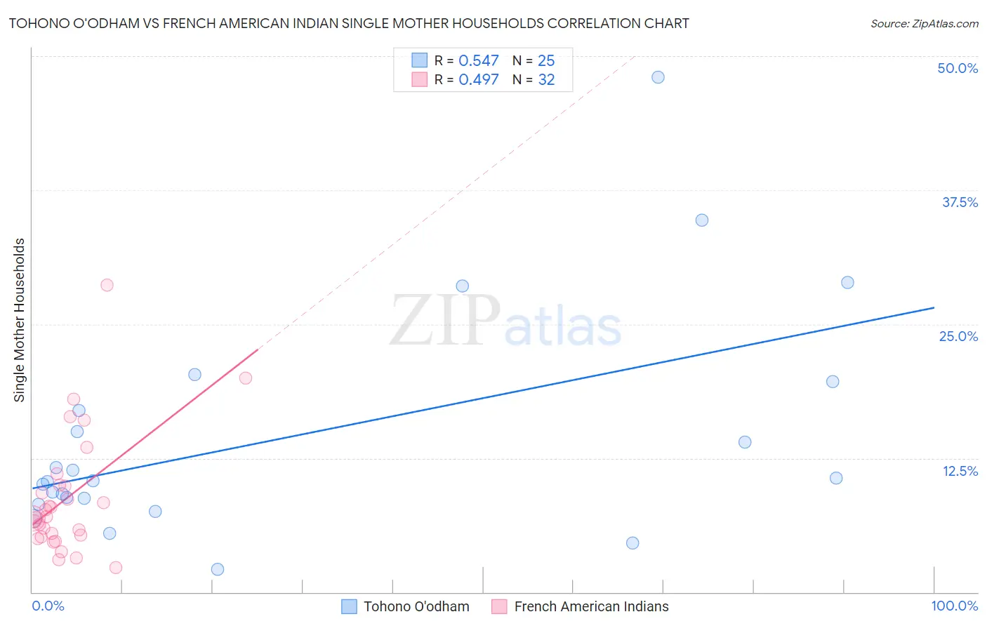 Tohono O'odham vs French American Indian Single Mother Households