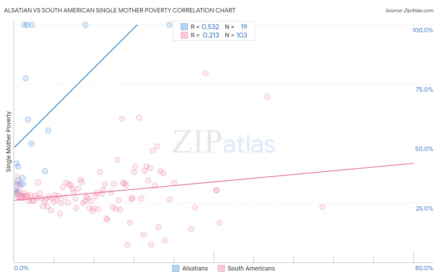 Alsatian vs South American Single Mother Poverty