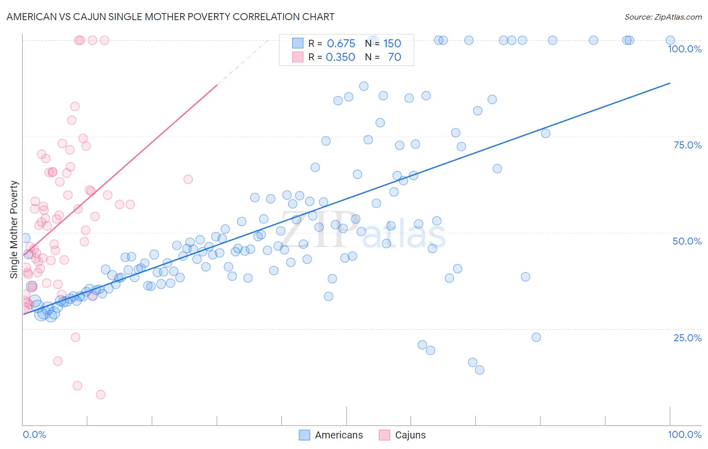 American vs Cajun Single Mother Poverty