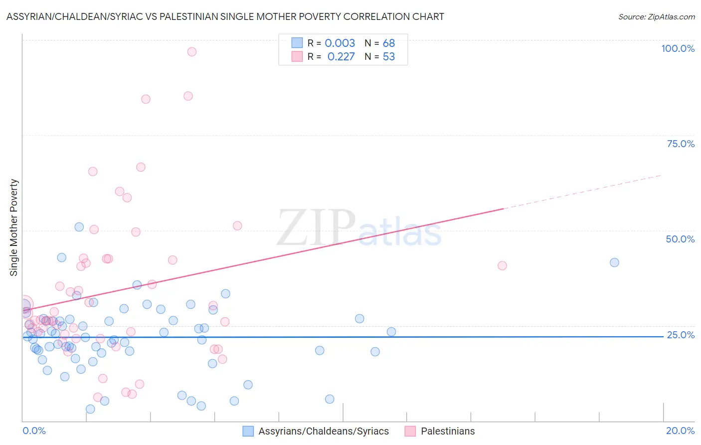 Assyrian/Chaldean/Syriac vs Palestinian Single Mother Poverty