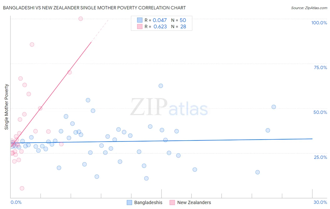 Bangladeshi vs New Zealander Single Mother Poverty