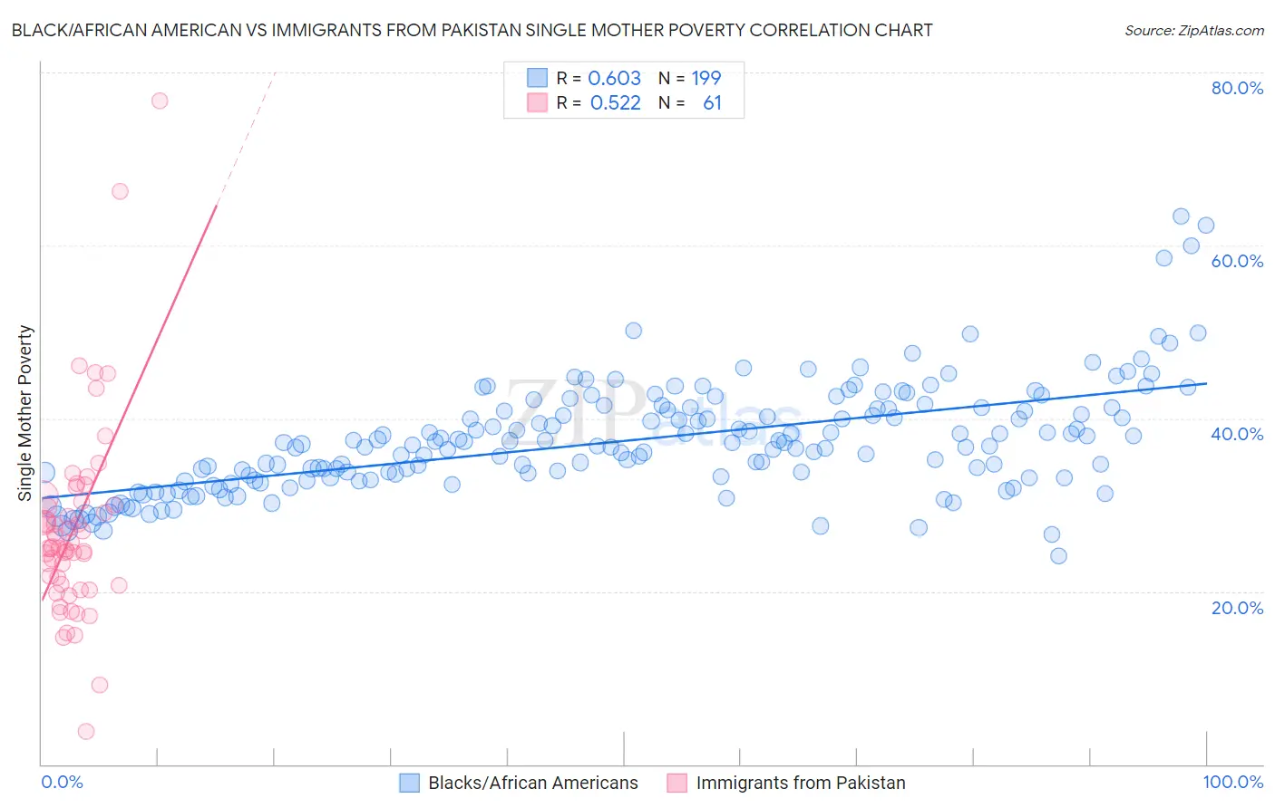 Black/African American vs Immigrants from Pakistan Single Mother Poverty