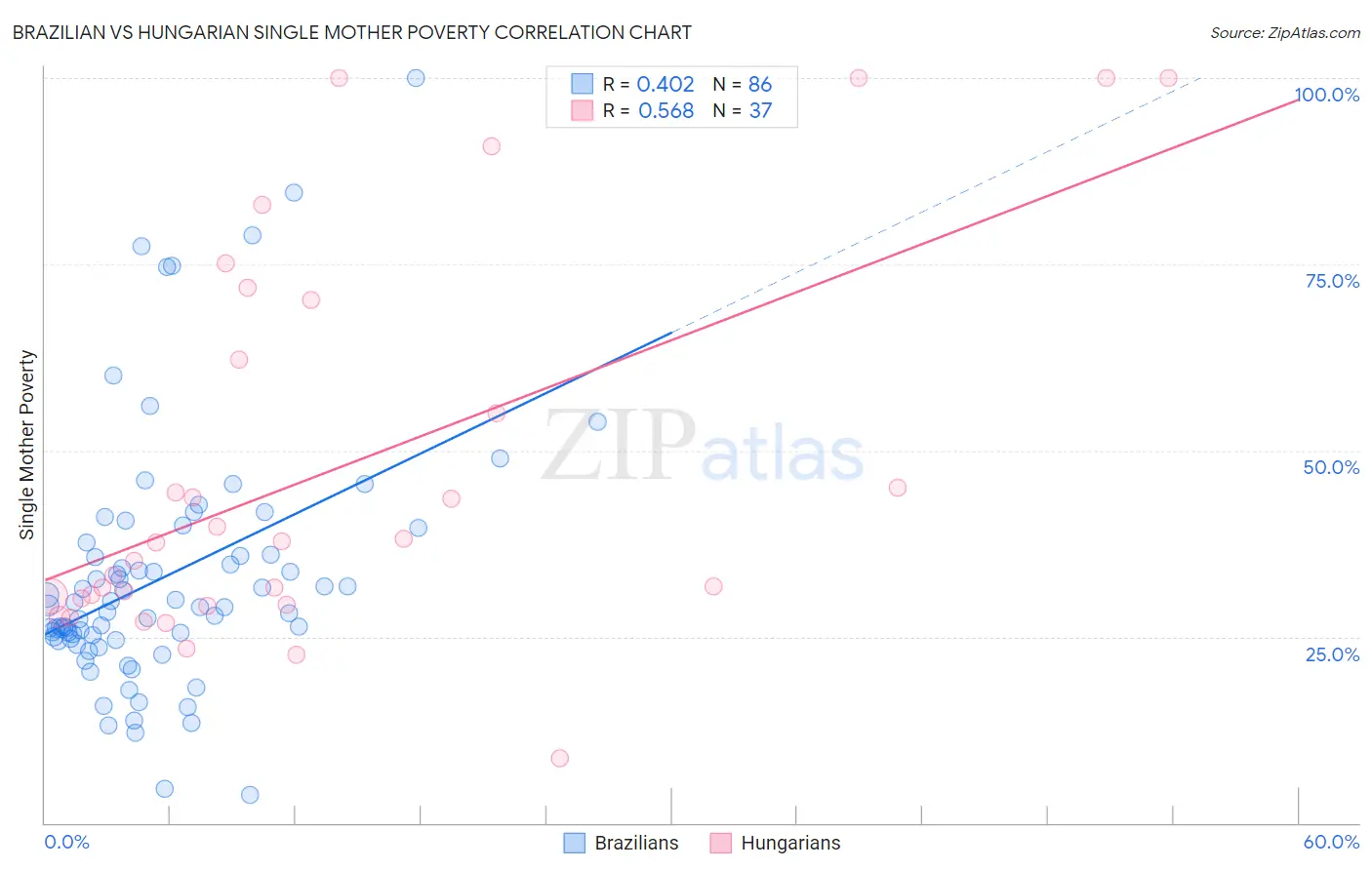 Brazilian vs Hungarian Single Mother Poverty