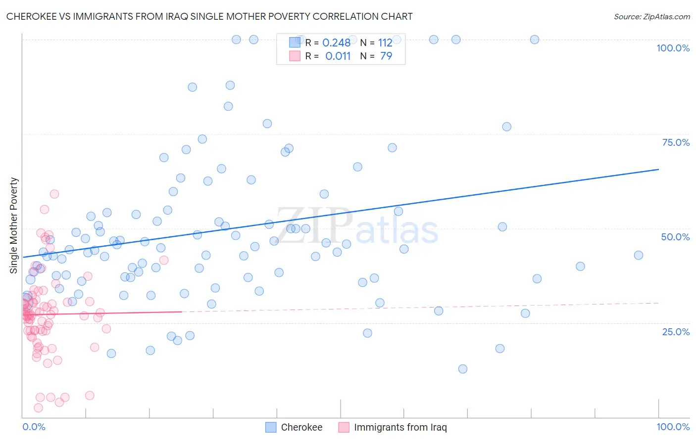 Cherokee vs Immigrants from Iraq Single Mother Poverty