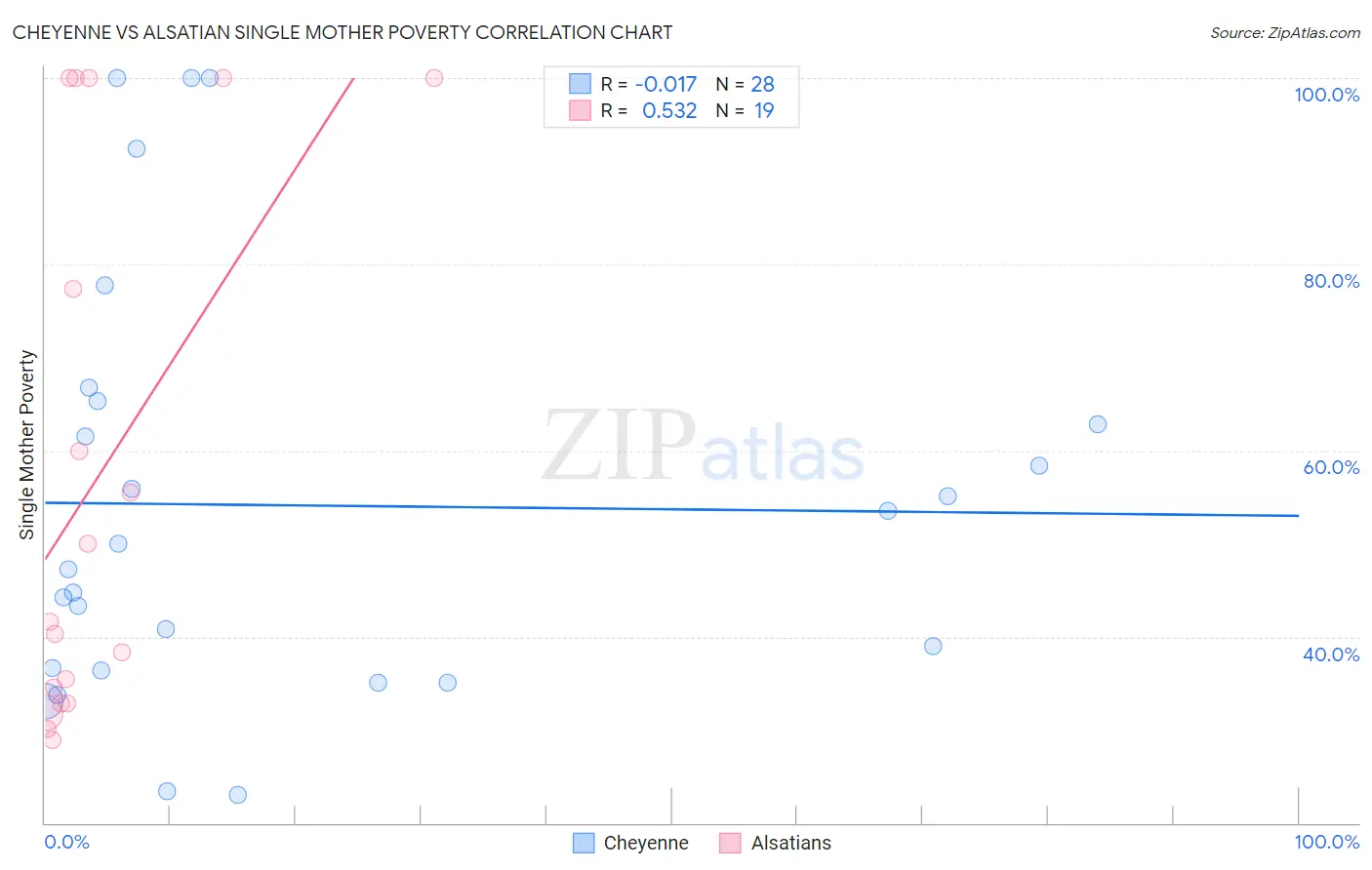 Cheyenne vs Alsatian Single Mother Poverty