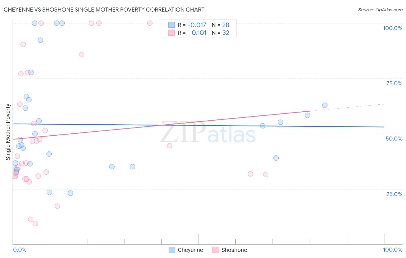 Cheyenne vs Shoshone Single Mother Poverty