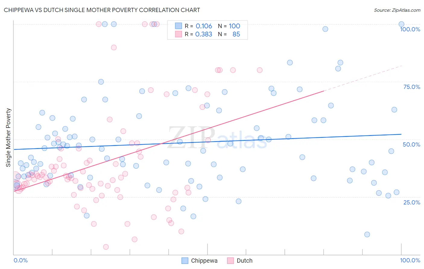 Chippewa vs Dutch Single Mother Poverty