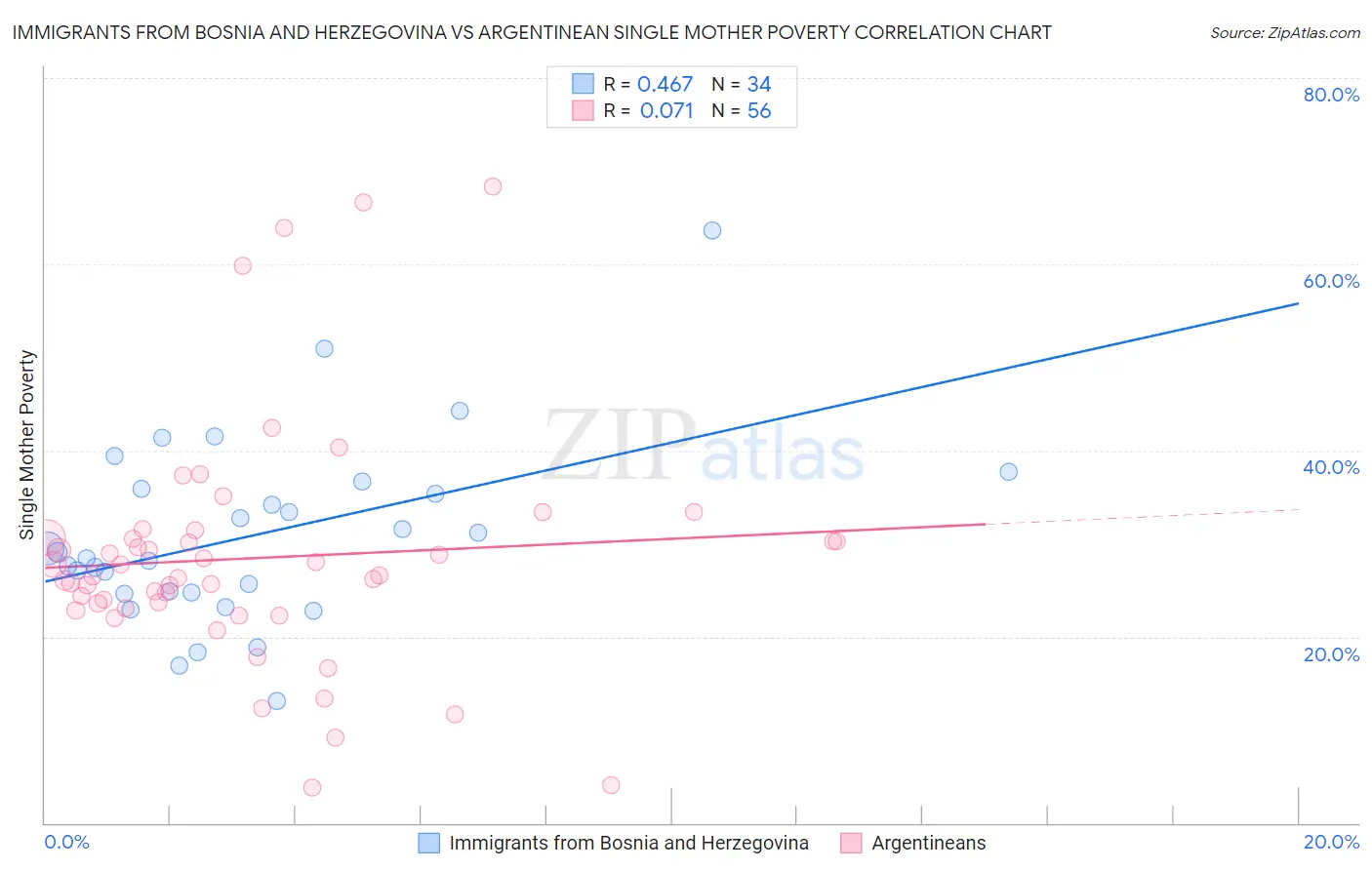 Immigrants from Bosnia and Herzegovina vs Argentinean Single Mother Poverty
