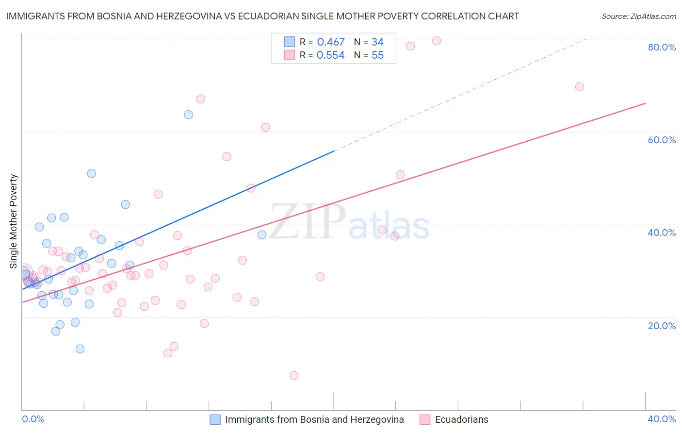 Immigrants from Bosnia and Herzegovina vs Ecuadorian Single Mother Poverty