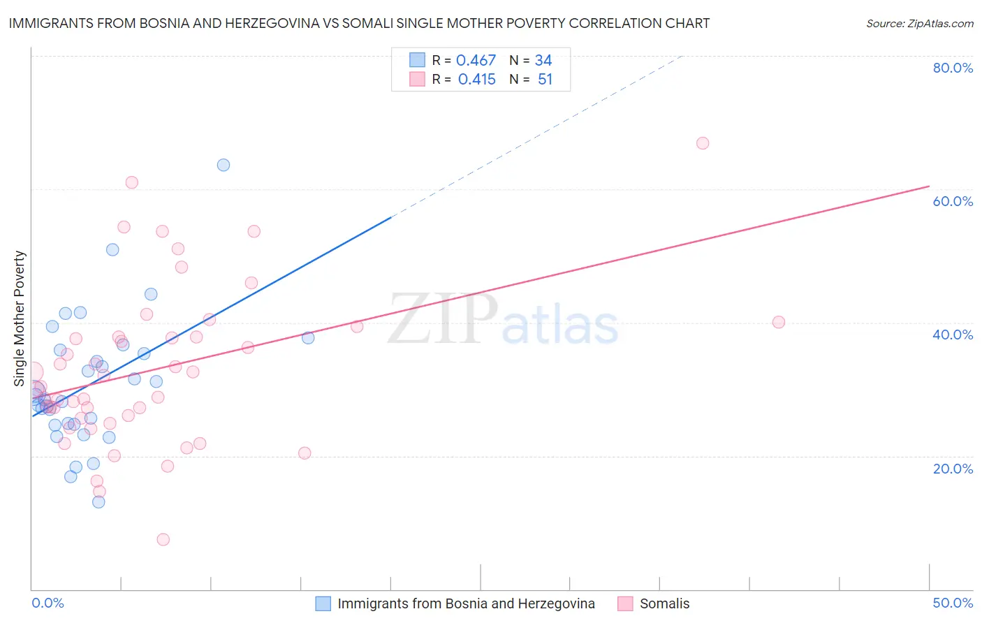 Immigrants from Bosnia and Herzegovina vs Somali Single Mother Poverty