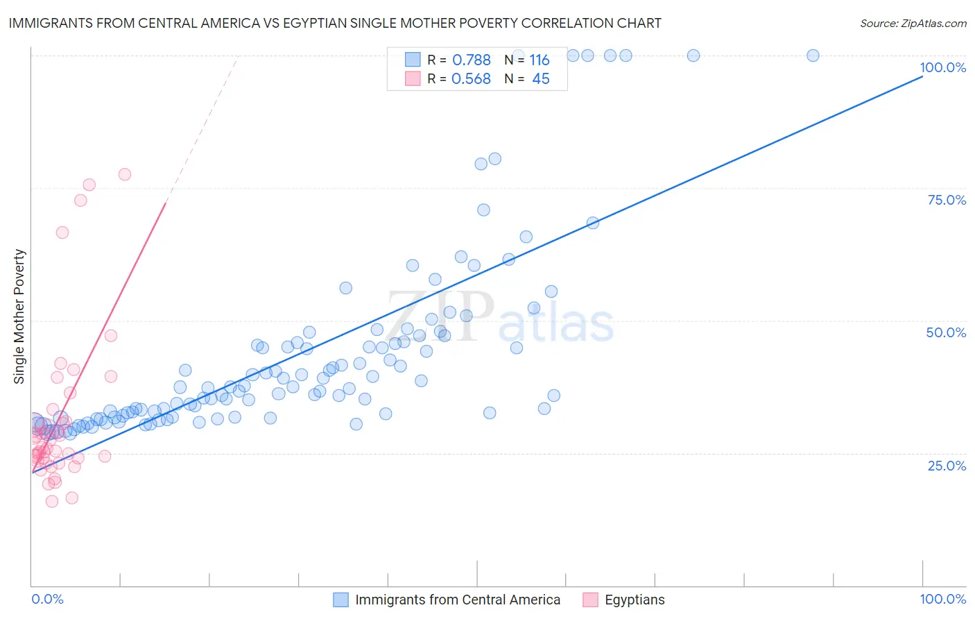 Immigrants from Central America vs Egyptian Single Mother Poverty