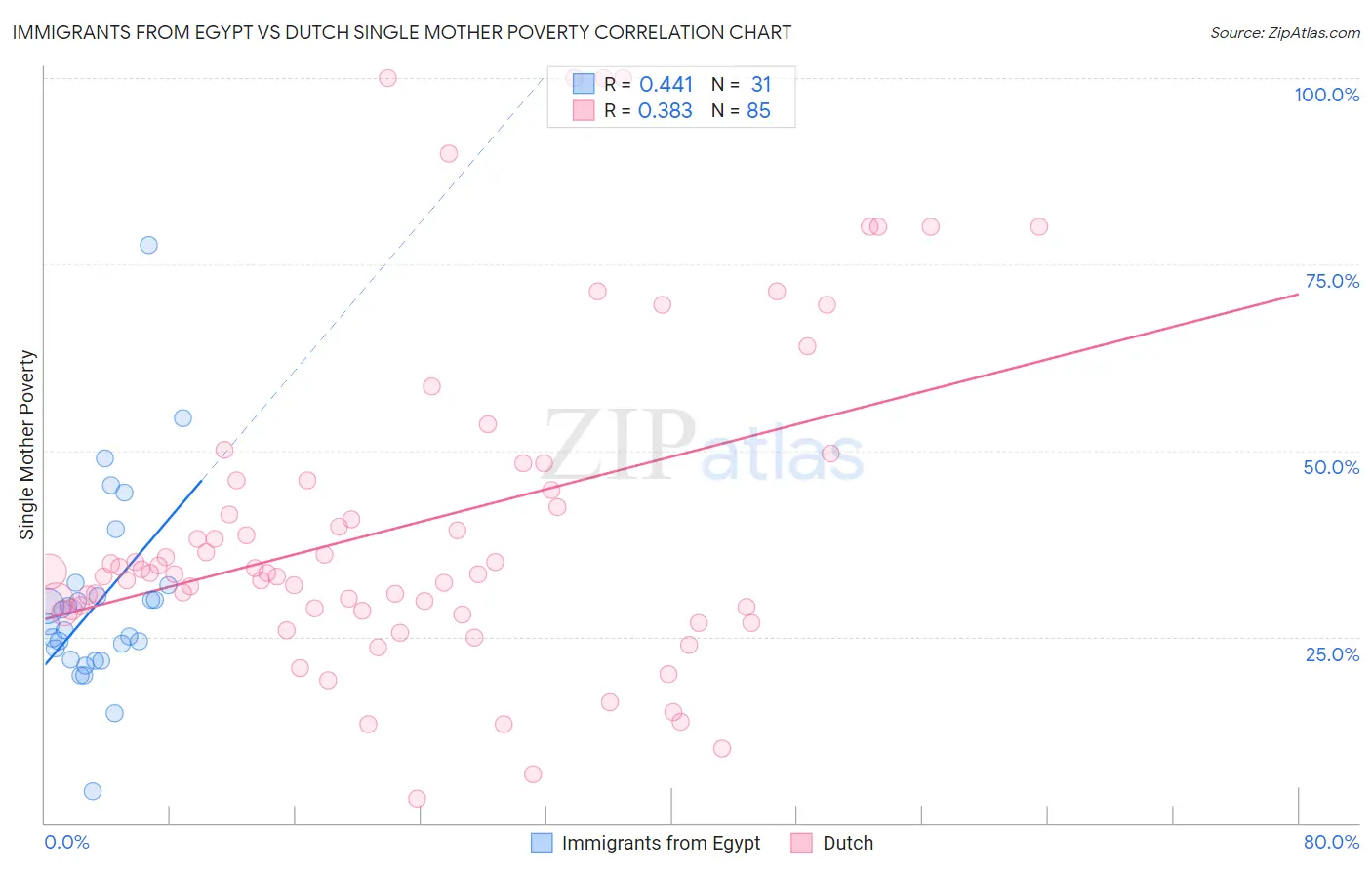 Immigrants from Egypt vs Dutch Single Mother Poverty