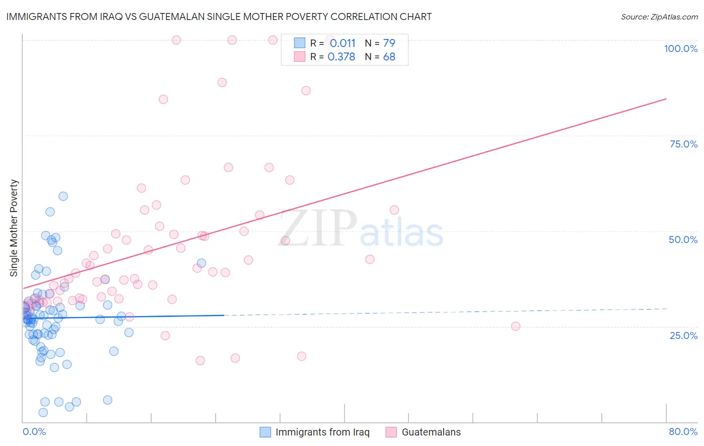 Immigrants from Iraq vs Guatemalan Single Mother Poverty