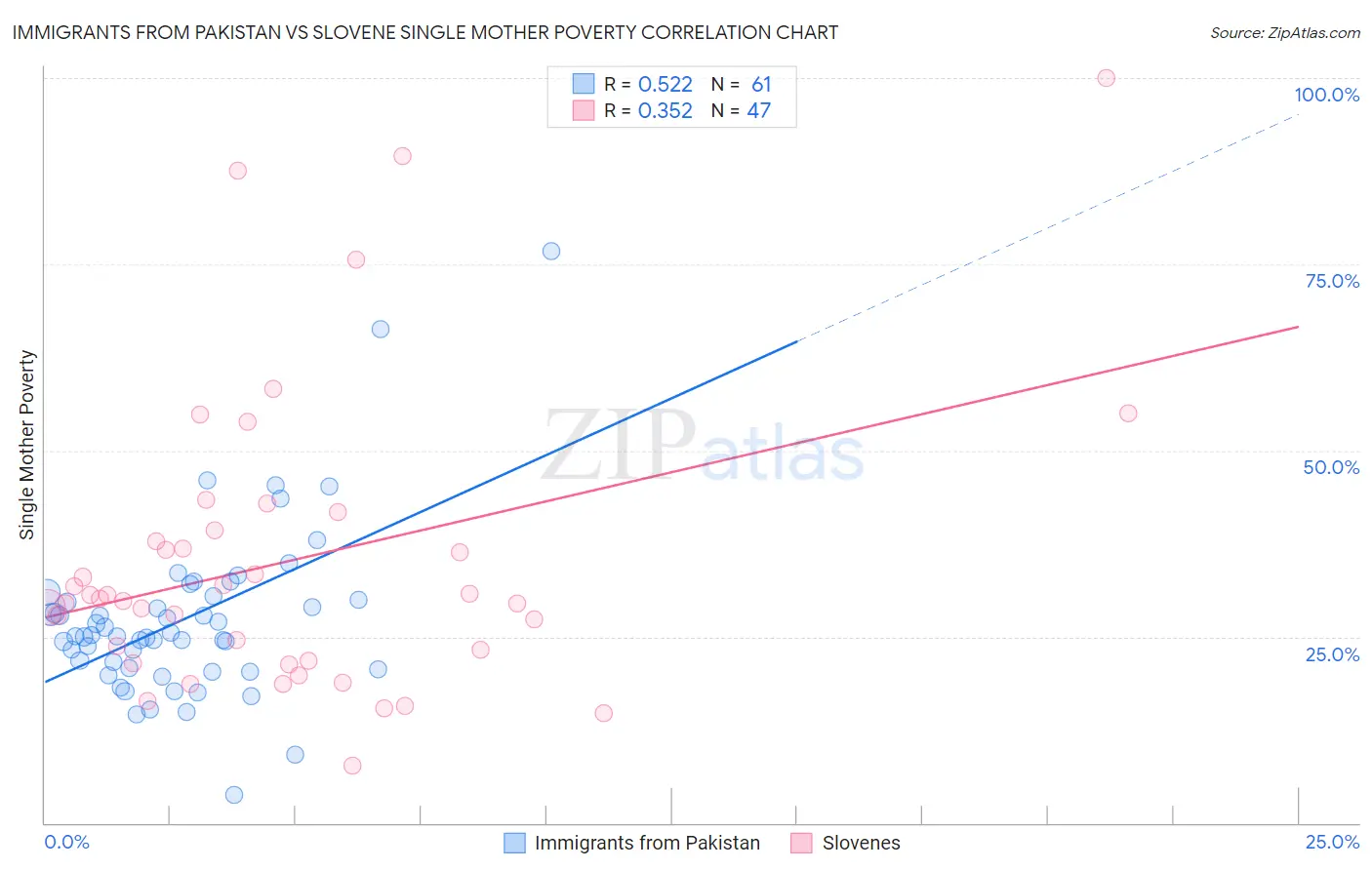 Immigrants from Pakistan vs Slovene Single Mother Poverty