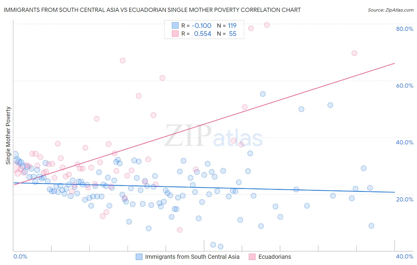 Immigrants from South Central Asia vs Ecuadorian Single Mother Poverty