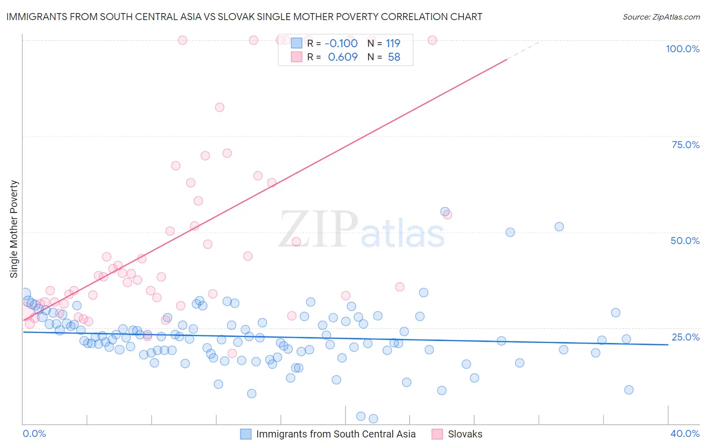 Immigrants from South Central Asia vs Slovak Single Mother Poverty