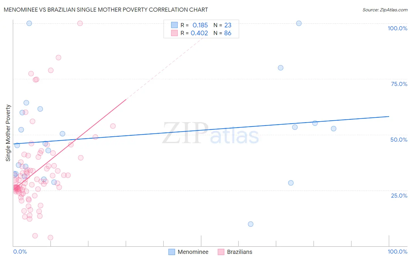 Menominee vs Brazilian Single Mother Poverty