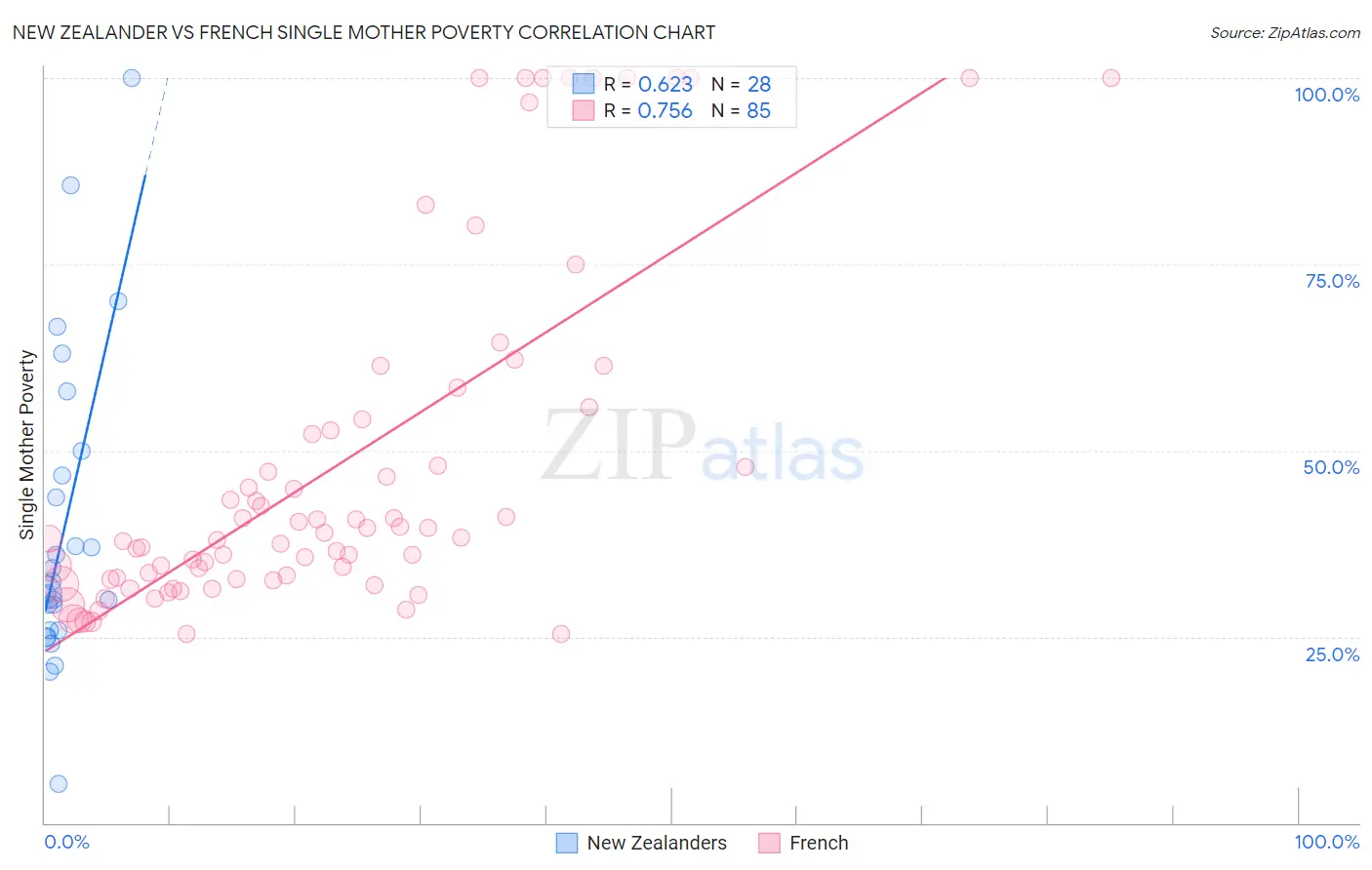 New Zealander vs French Single Mother Poverty