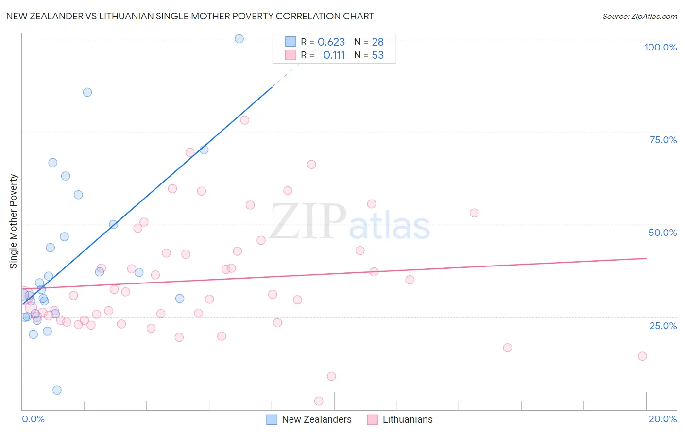 New Zealander vs Lithuanian Single Mother Poverty