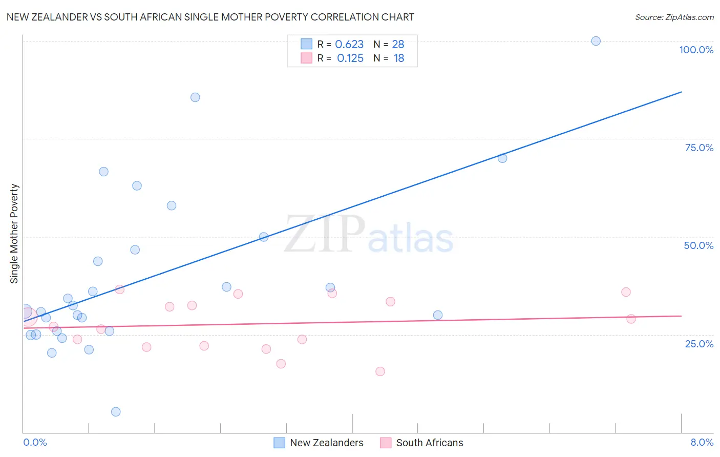 New Zealander vs South African Single Mother Poverty