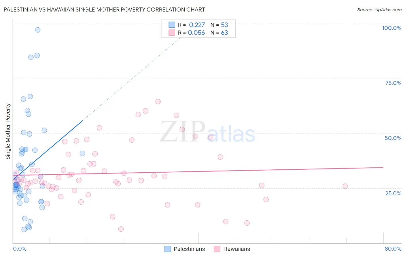 Palestinian vs Hawaiian Single Mother Poverty