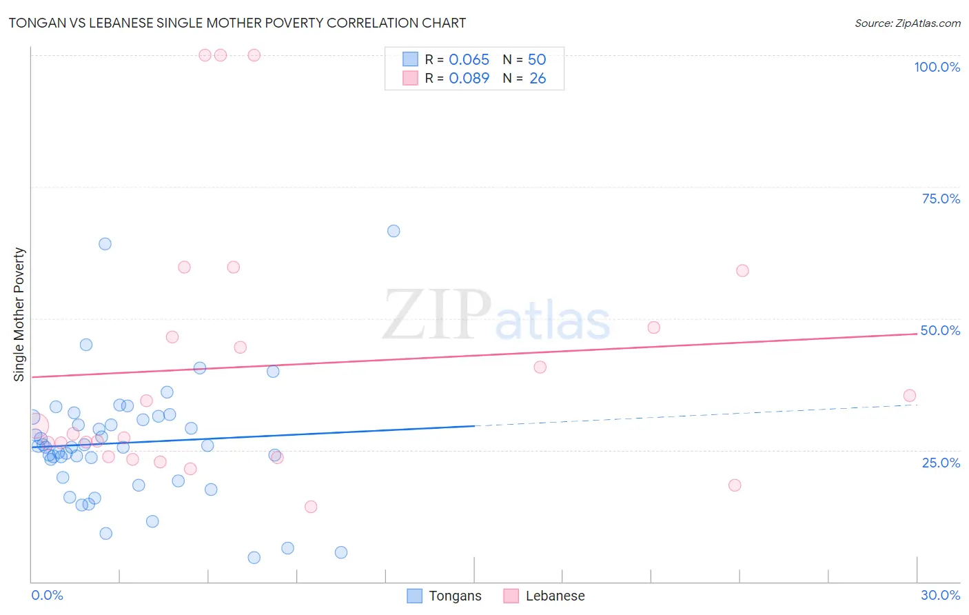 Tongan vs Lebanese Single Mother Poverty