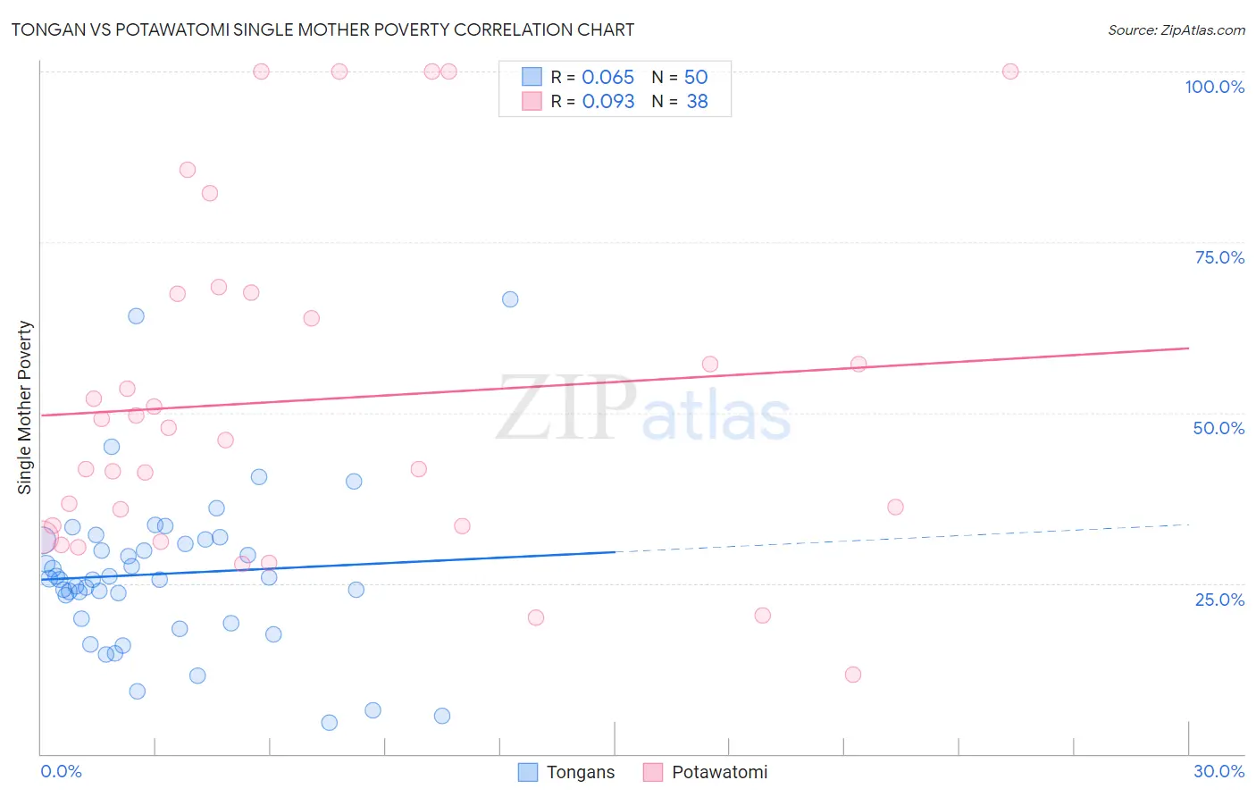 Tongan vs Potawatomi Single Mother Poverty