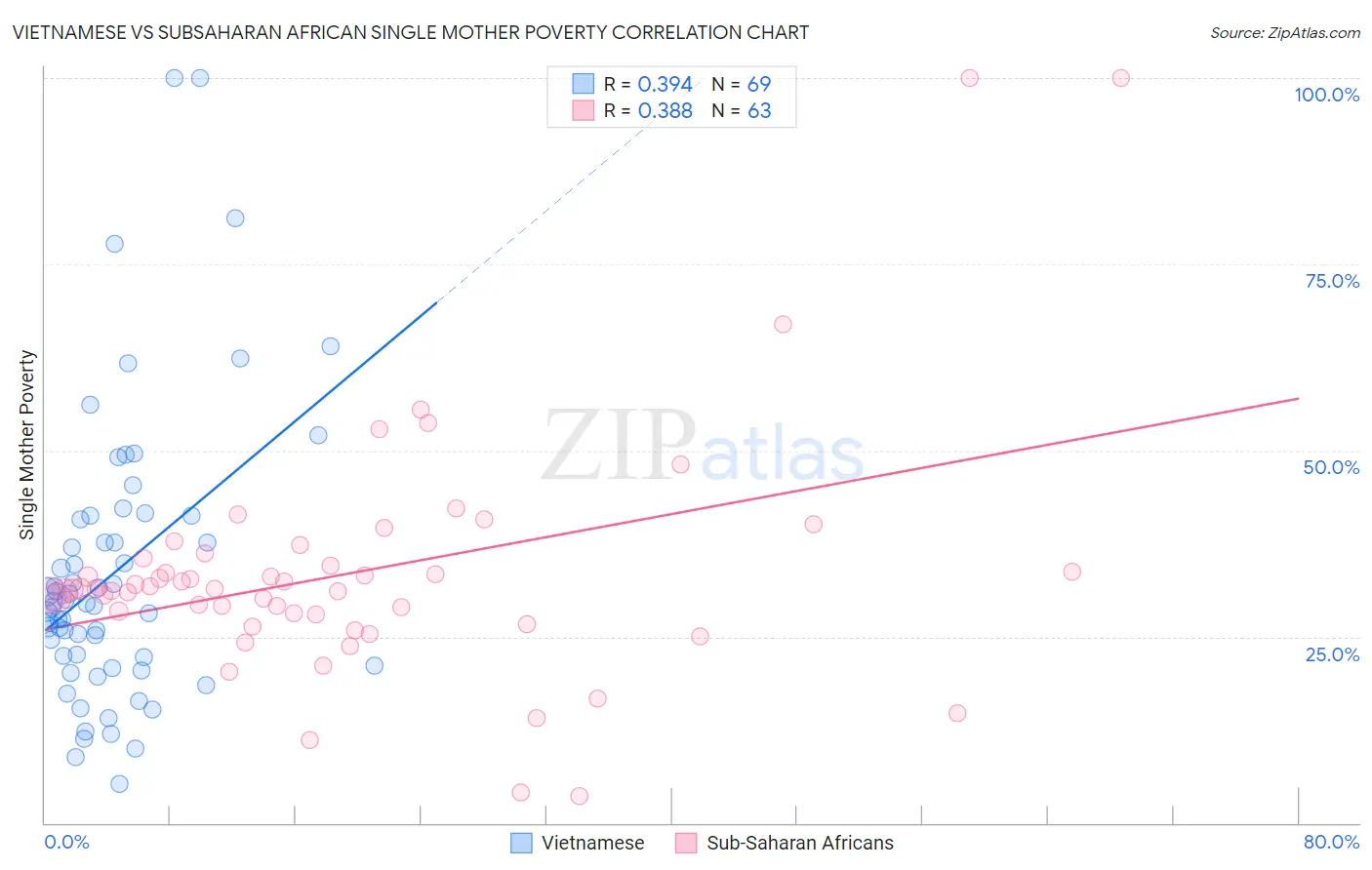 Vietnamese vs Subsaharan African Single Mother Poverty