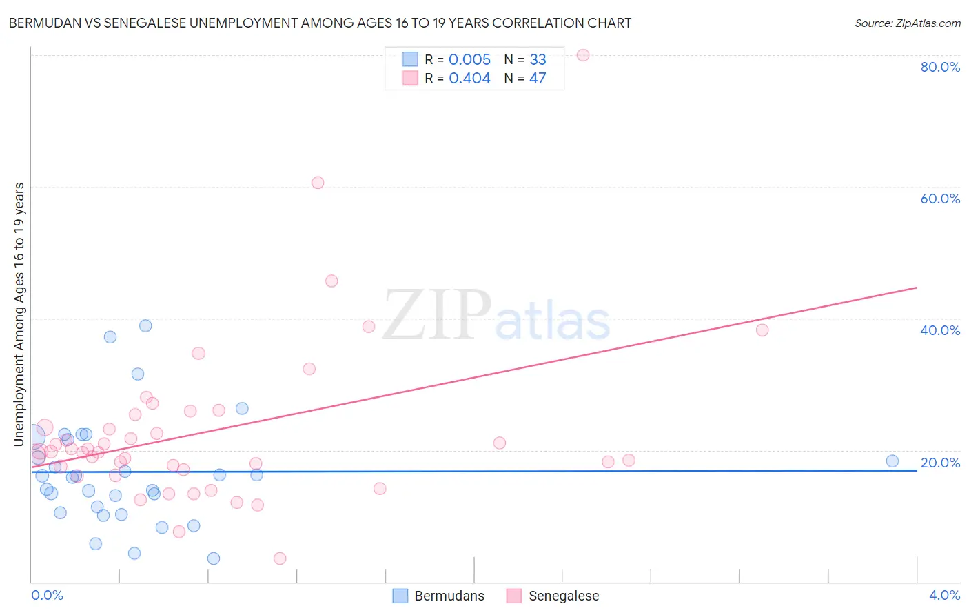 Bermudan vs Senegalese Unemployment Among Ages 16 to 19 years