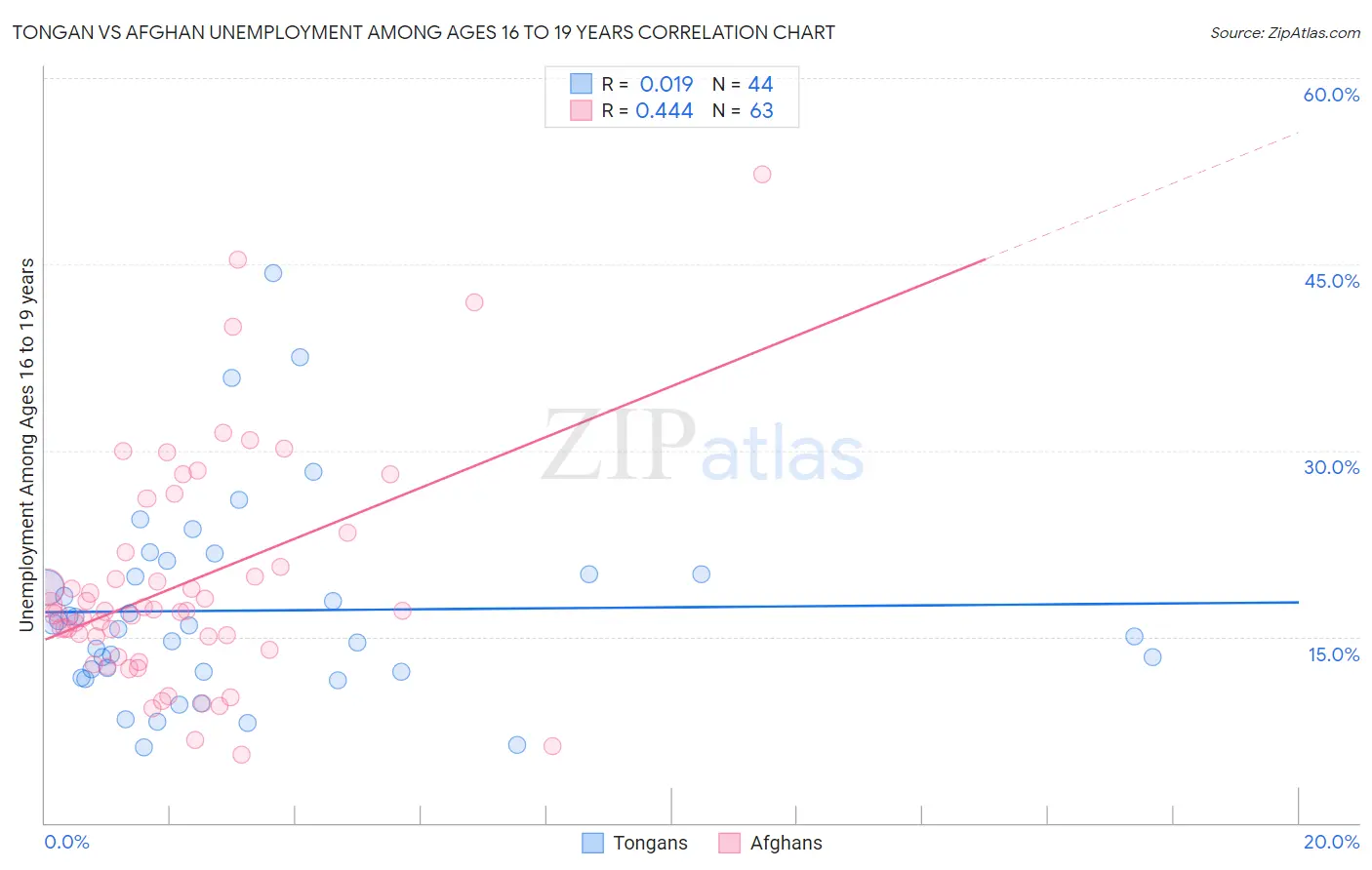 Tongan vs Afghan Unemployment Among Ages 16 to 19 years