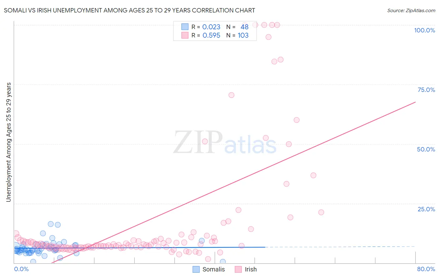 Somali vs Irish Unemployment Among Ages 25 to 29 years